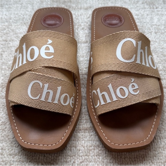 Chloe Shoes - Chloe Woody Mule Tan Slides